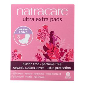 Natracare Ultra Extra Pads W/wings - Long - 8 Count