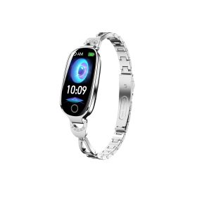 Gold Smartwatch For Women Compatible For Android& IOS,Bling Smart Bracelet With Female Menstrual Cycle Heart Rate Blood Pressure Remote Photograp (Color: Silver)