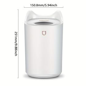 Air Humidifier Essential Oil Aroma Diffuser Humidifiers Double NozzleCool Mist Humidifiers; Lasts Up To 48H Air Vaporizer; Night Light Function (Capacity: 3000ML, Color: White+5pcs Cotton Sticks)